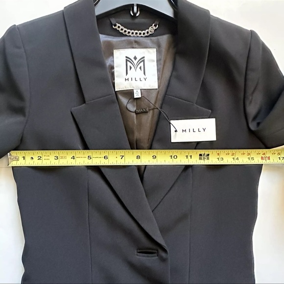NWT Italy Milly single button blazer black size 0 Pockets $450 made in U… - Picture 10 of 15